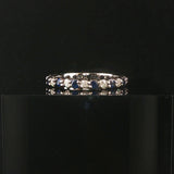 14k White Gold Blue Sapphire and Diamond Vintage Eternity Band Ring Size 6.25