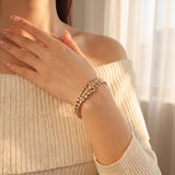 14k Yellow Gold and 0.50cttw Diamond Ladies Fancy V Link Bracelet 7"