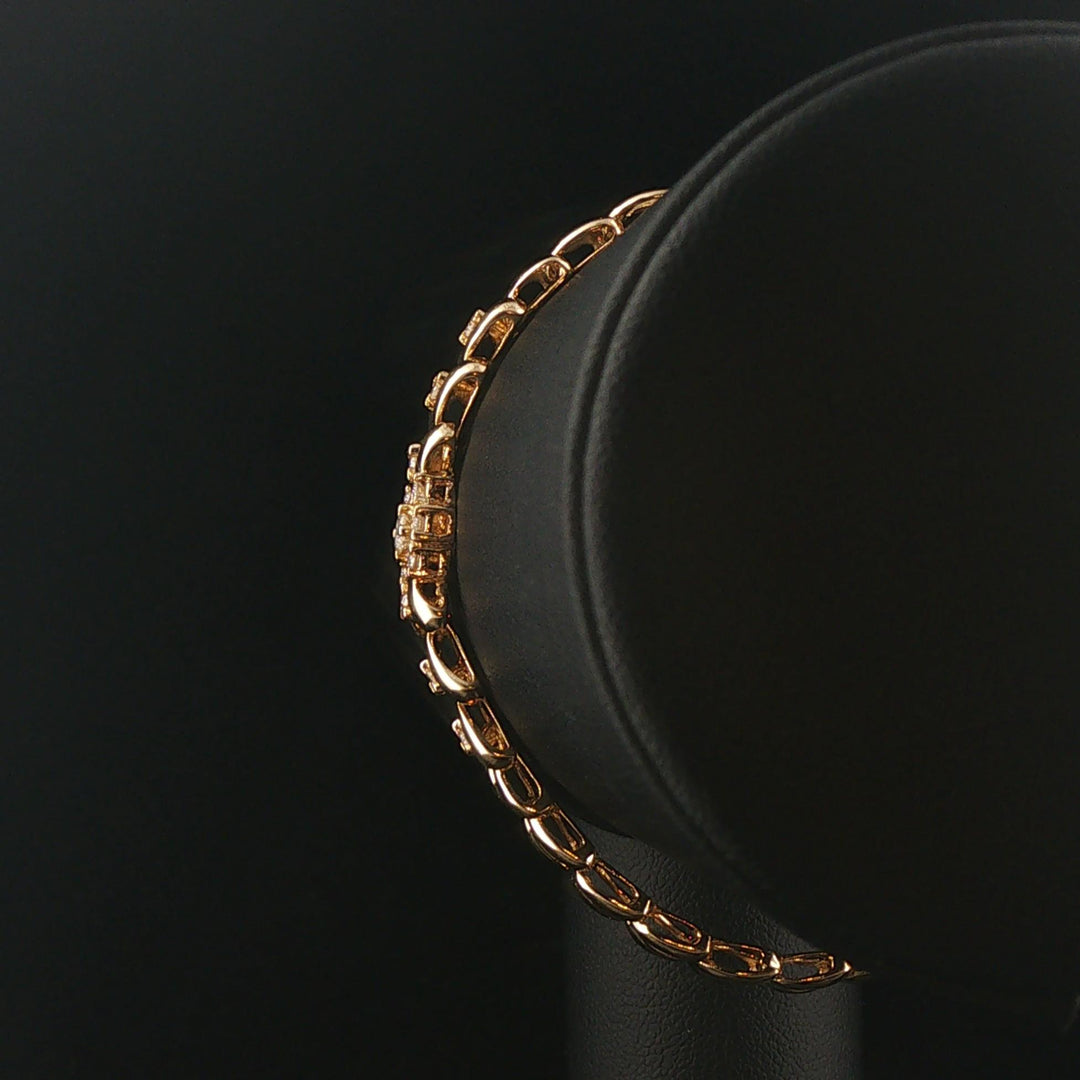 14k Yellow Gold and 0.50cttw Diamond Ladies Fancy V Link Bracelet 7"