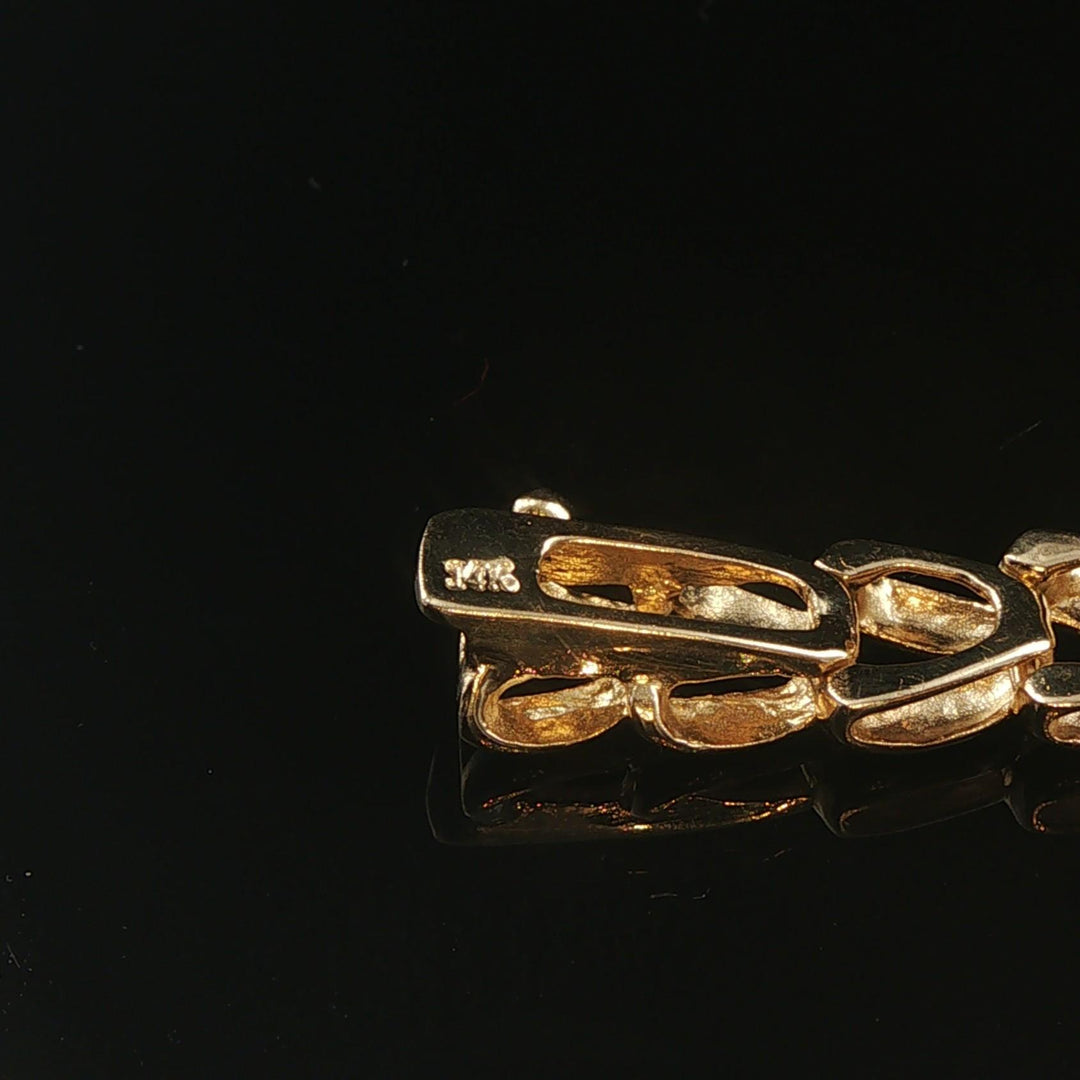 14k Yellow Gold and 0.50cttw Diamond Ladies Fancy V Link Bracelet 7"