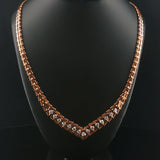 14k Yellow Gold and 0.50cttw Diamond Vintage Beaded Bar Link V Necklace 16"