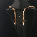 14k Yellow Gold and 0.50cttw Diamond Vintage Beaded Bar Link V Necklace 16"