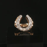14k Yellow Gold 1.30cttw Diamond Men's Solid Horseshoe Nugget Ring Size 11