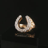14k Yellow Gold 1.30cttw Diamond Men's Solid Horseshoe Nugget Ring Size 11