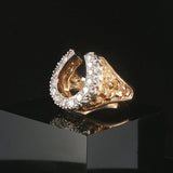 14k Yellow Gold 1.30cttw Diamond Men's Solid Horseshoe Nugget Ring Size 11