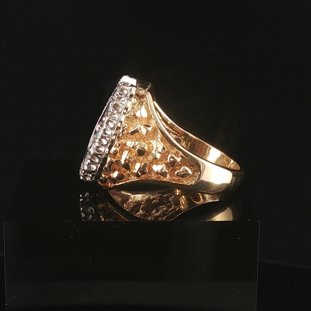 14k Yellow Gold 1.30cttw Diamond Men's Solid Horseshoe Nugget Ring Size 11
