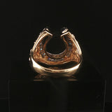 14k Yellow Gold 1.30cttw Diamond Men's Solid Horseshoe Nugget Ring Size 11