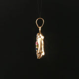 14k Yellow Gold 0.25cttw Diamond and Gemstone Oval Pendant 1"