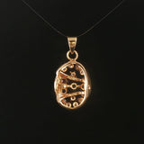 14k Yellow Gold 0.25cttw Diamond and Gemstone Oval Pendant 1"