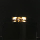 18k Yellow Gold and Diamond Solid Vintage Band Ring Size 8.5