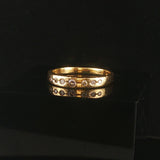 18k Yellow Gold and Diamond Solid Vintage Band Ring Size 8.5