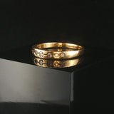 18k Yellow Gold and Diamond Solid Vintage Band Ring Size 8.5