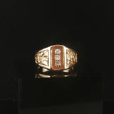 14k Yellow Gold and 0.15cttw Diamond Vintage Men's Solid Nugget Ring Size 9