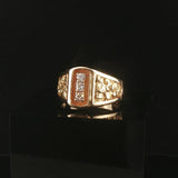 14k Yellow Gold and 0.15cttw Diamond Vintage Men's Solid Nugget Ring Size 9