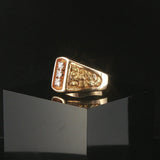 14k Yellow Gold and 0.15cttw Diamond Vintage Men's Solid Nugget Ring Size 9