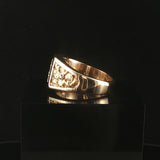 14k Yellow Gold and 0.15cttw Diamond Vintage Men's Solid Nugget Ring Size 9