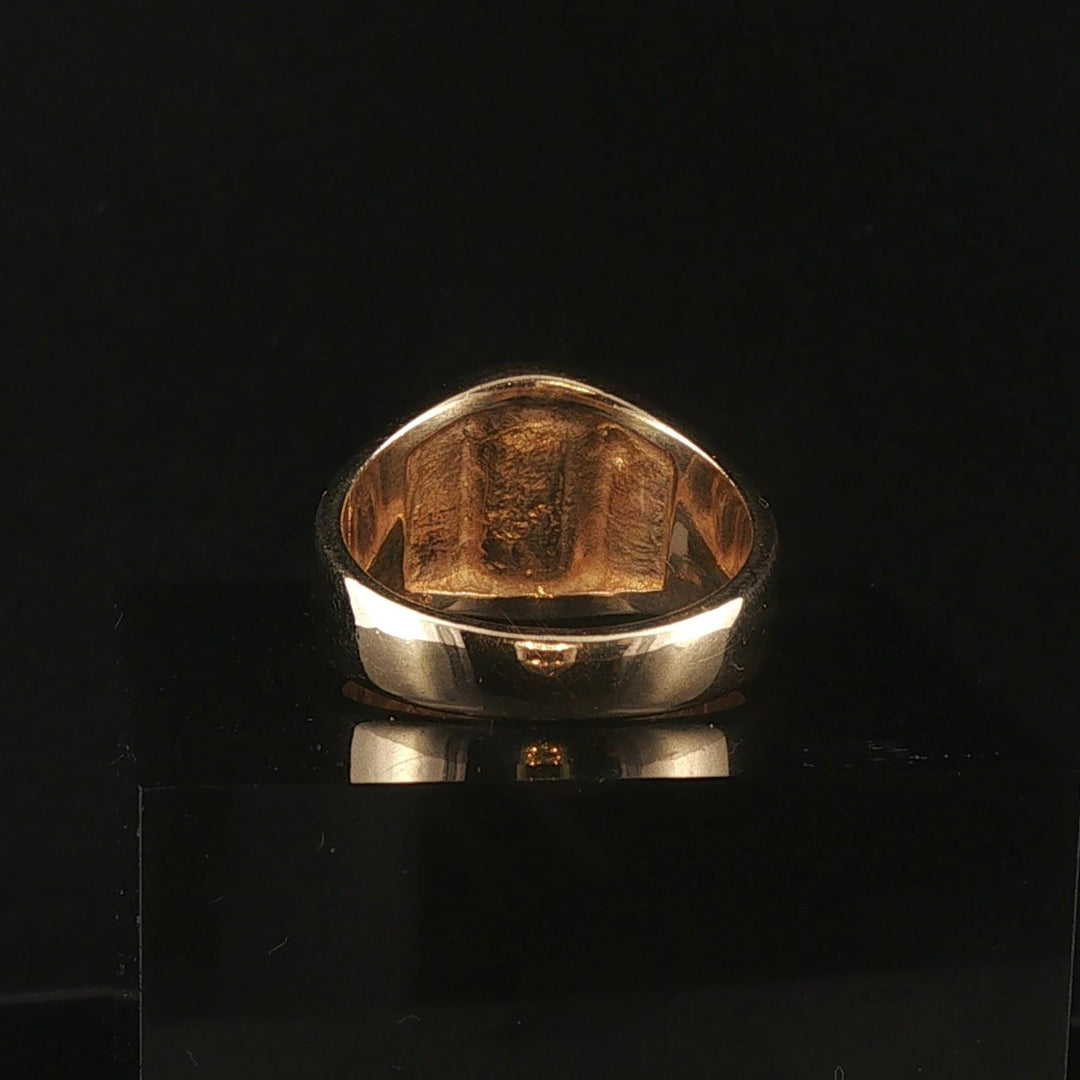 14k Yellow Gold and 0.15cttw Diamond Vintage Men's Solid Nugget Ring Size 9