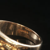 14k Yellow Gold and 0.15cttw Diamond Vintage Men's Solid Nugget Ring Size 9
