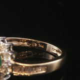 14k Yellow Gold Emerald and Diamond Halo Ladies Ring Size 8