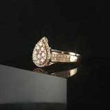 14k Yellow Gold and 0.50cttw Diamond Pear Shaped Cluster Ring Size 7