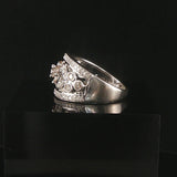 14k White Gold 1cttw White and Champagne Diamond Floral Band Ring Size 6