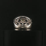 14k White Gold 1cttw White and Champagne Diamond Floral Band Ring Size 6