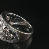 14k White Gold 1cttw White and Champagne Diamond Floral Band Ring Size 6