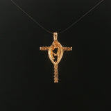 14k Yellow Gold and Diamond Mother and Baby Cross Pendant 1.15"