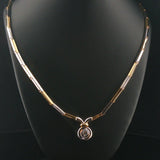 18k Yellow and White Gold 0.18ctt Diamond Pendant Bar Link Collar Necklace 15"