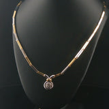 18k Yellow and White Gold 0.18ctt Diamond Pendant Bar Link Collar Necklace 15"