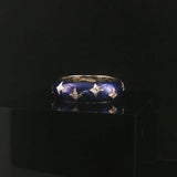 Hidalgo 18k White Gold Diamond and Blue Enamel Star Band Ring Size 6