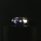 Hidalgo 18k White Gold Diamond and Blue Enamel Star Band Ring Size 6