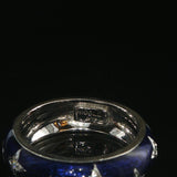 Hidalgo 18k White Gold Diamond and Blue Enamel Star Band Ring Size 6