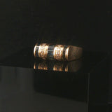 14k Yellow Gold Blue Sapphire and Diamond Domed Square Band Ring Size 6