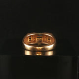 14k Yellow Gold Blue Sapphire and Diamond Domed Square Band Ring Size 6