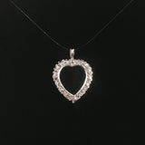 14k White Gold and 0.25cttw Diamond Heart Pendant 0.85"