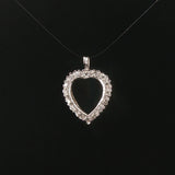 14k White Gold and 0.25cttw Diamond Heart Pendant 0.85"