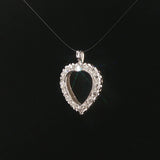 14k White Gold and 0.25cttw Diamond Heart Pendant 0.85"