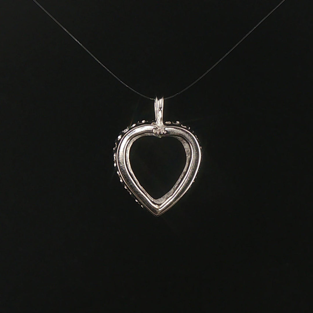 14k White Gold and 0.25cttw Diamond Heart Pendant 0.85"