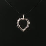 14k White Gold and 0.25cttw Diamond Heart Pendant 0.85"