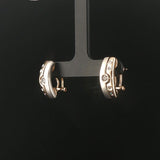 14k Yellow and White Gold 0.18cttw Flush Set Diamond Huggie Earrings