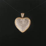 14k Yellow and White Gold 0.50cttw Pave Diamond Vintage Heart Pendant 1.2"