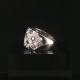 14k White Gold 1.25cttw Blue and White Diamond Wide Band Ring Size 7