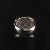 14k White Gold 1.25cttw Blue and White Diamond Wide Band Ring Size 7