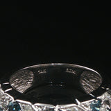 14k White Gold 1.25cttw Blue and White Diamond Wide Band Ring Size 7