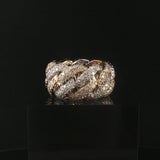 14k Yellow and White Gold 4cttw Diamond Heavy Cuban Link Band Ring Size 8