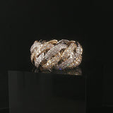 14k Yellow and White Gold 4cttw Diamond Heavy Cuban Link Band Ring Size 8