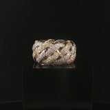 14k Yellow and White Gold 4cttw Diamond Heavy Cuban Link Band Ring Size 8