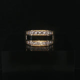 14k Yellow Gold 0.60cttw Diamond and Onyx Squared Ring Size 5.75