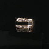 14k Yellow Gold 0.60cttw Diamond and Onyx Squared Ring Size 5.75